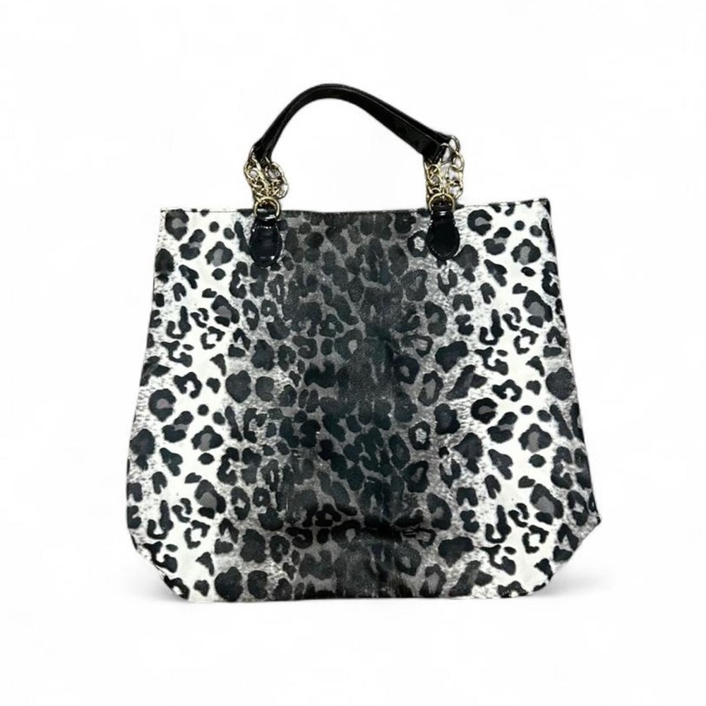 Leopard Print Tote Bag with Red Interior - Picture 1 of 5